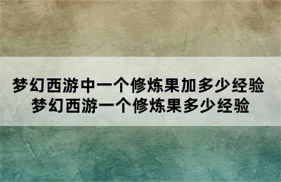 梦幻西游中一个修炼果加多少经验 梦幻西游一个修炼果多少经验